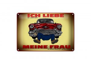 Schild Blech 30x20cm - Made in Germany - Spruch liebe wenn meine Frau Werkstatt
