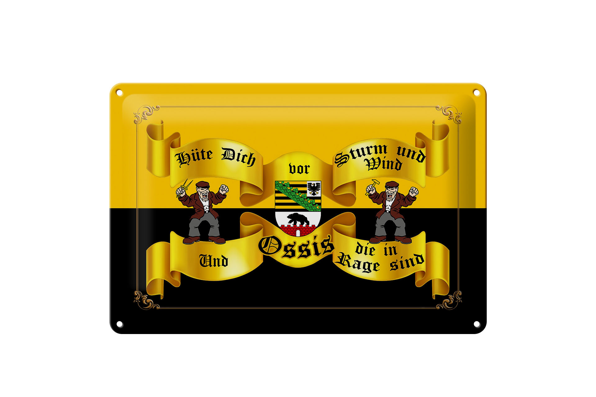 Schild Blech 30x20cm - Made in Germany - Spruch hüte dich vor Sturm Wind Ossis