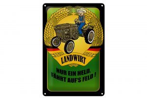 Schild Blech 20x30cm - Made in Germany - Landwirt Nur ein Held fährt Metall Deko Schild