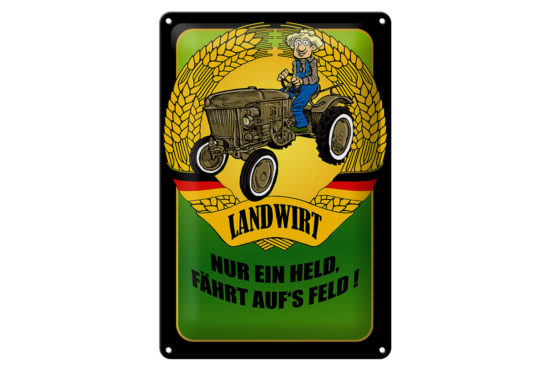 Schild Blech 20x30cm - Made in Germany - Landwirt Nur ein Held fährt Metall Deko Schild