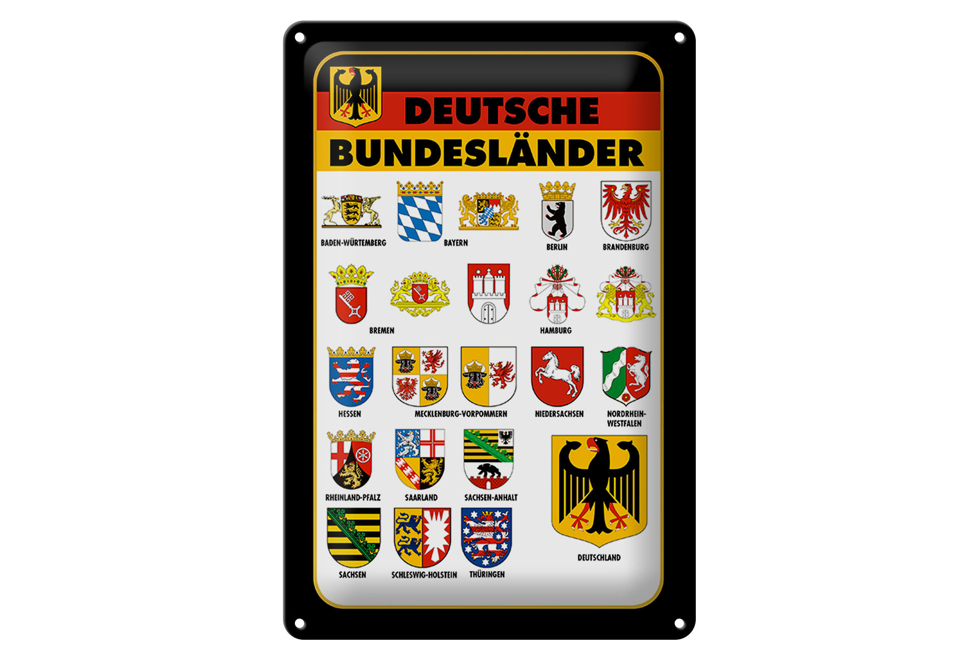 Schild Blech 20x30cm - Made in Germany - Deutschland Wappen Metall Deko Schild
