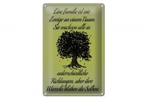 Schild Blech 20x30cm - Made in Germany - Spruch Familie ist wie Zweige an Baum