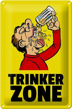 Schild Blech 20x30 cm - Made in Germany - Trinkerzone Bierkrug Metall Deko Schild