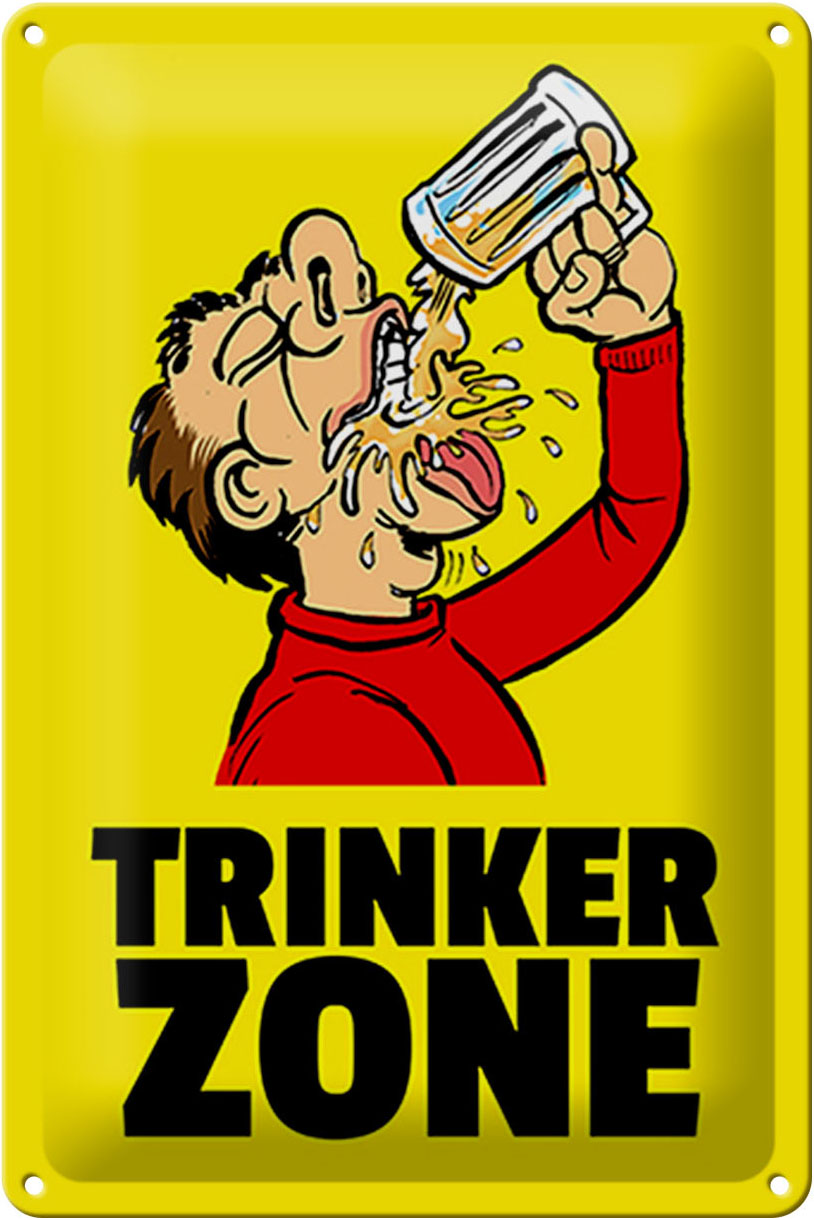 Schild Blech 20x30 cm - Made in Germany - Trinkerzone Bierkrug Metall Deko Schild