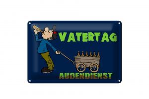 Schild Blech 30x20cm - Made in Germany - Spruch Vatertag Außendienst Bier Metall Deko Schild