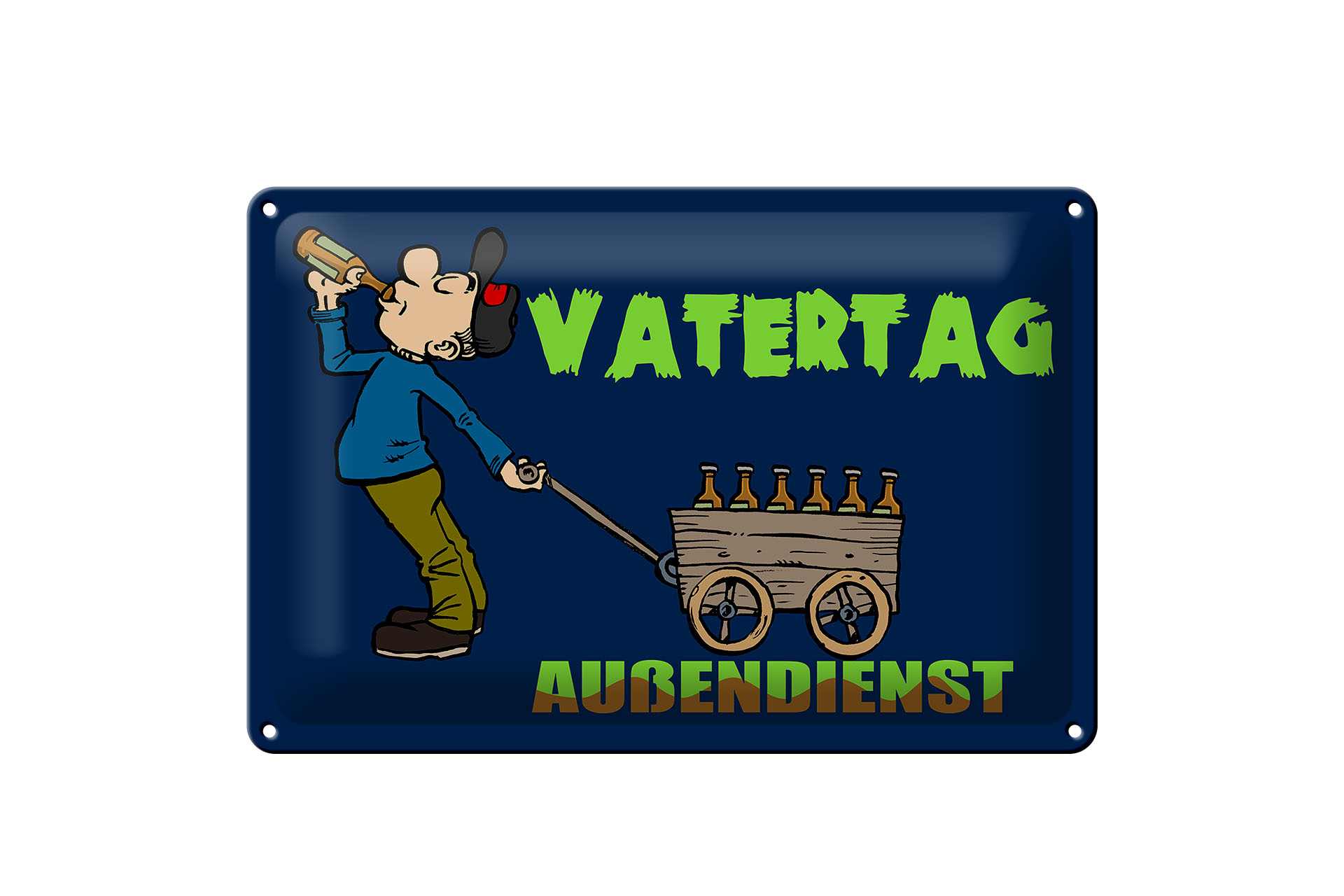 Schild Blech 30x20cm - Made in Germany - Spruch Vatertag Außendienst Bier Metall Deko Schild