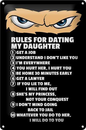 Schild Blech 20x30 cm - Made in Germany - Rules for dating my daughter Ninja Metall Deko Schild