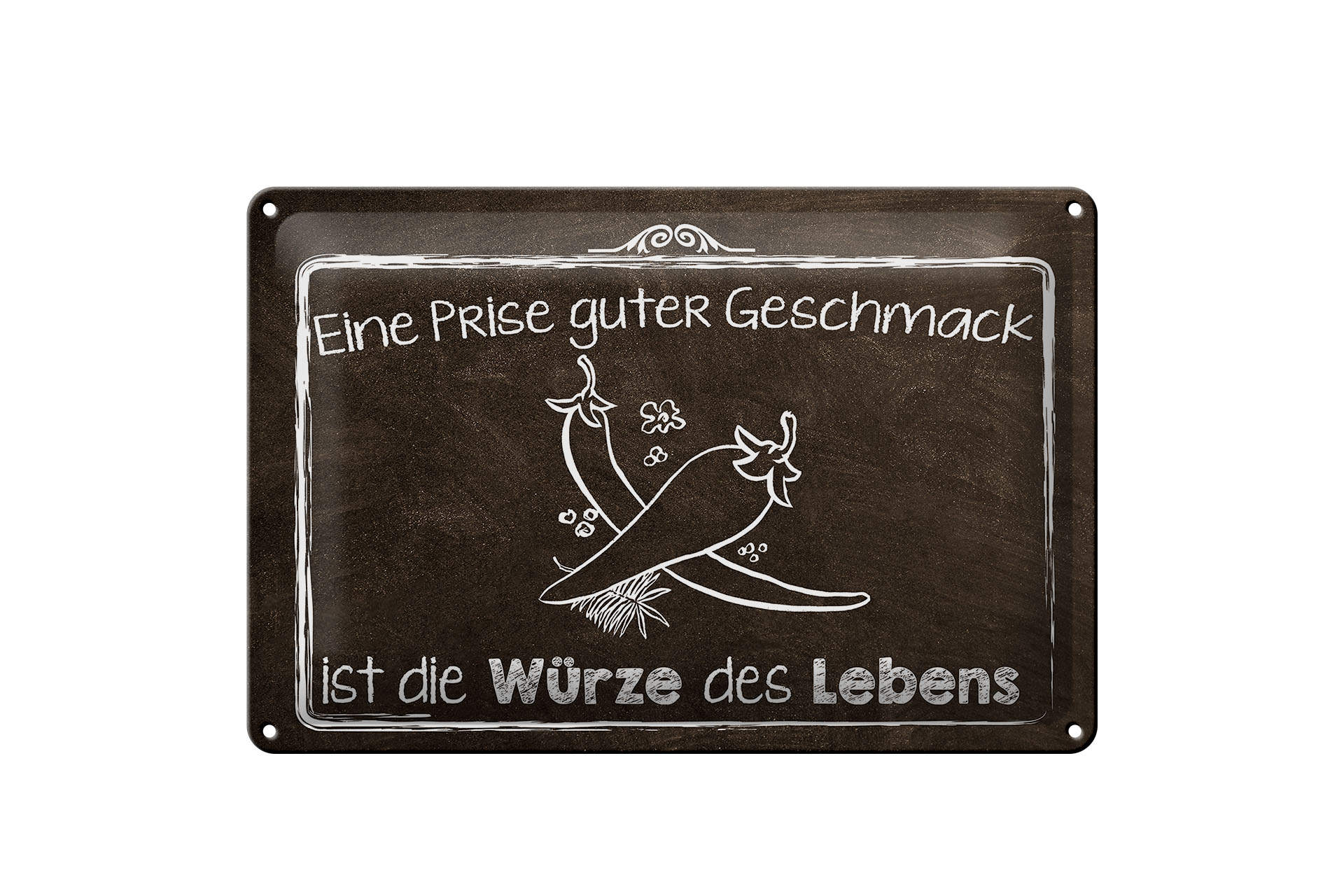 Schild Blech 30x20cm - Made in Germany - Spruch guter Geschmack Würze des Lebens Metall Deko Schild