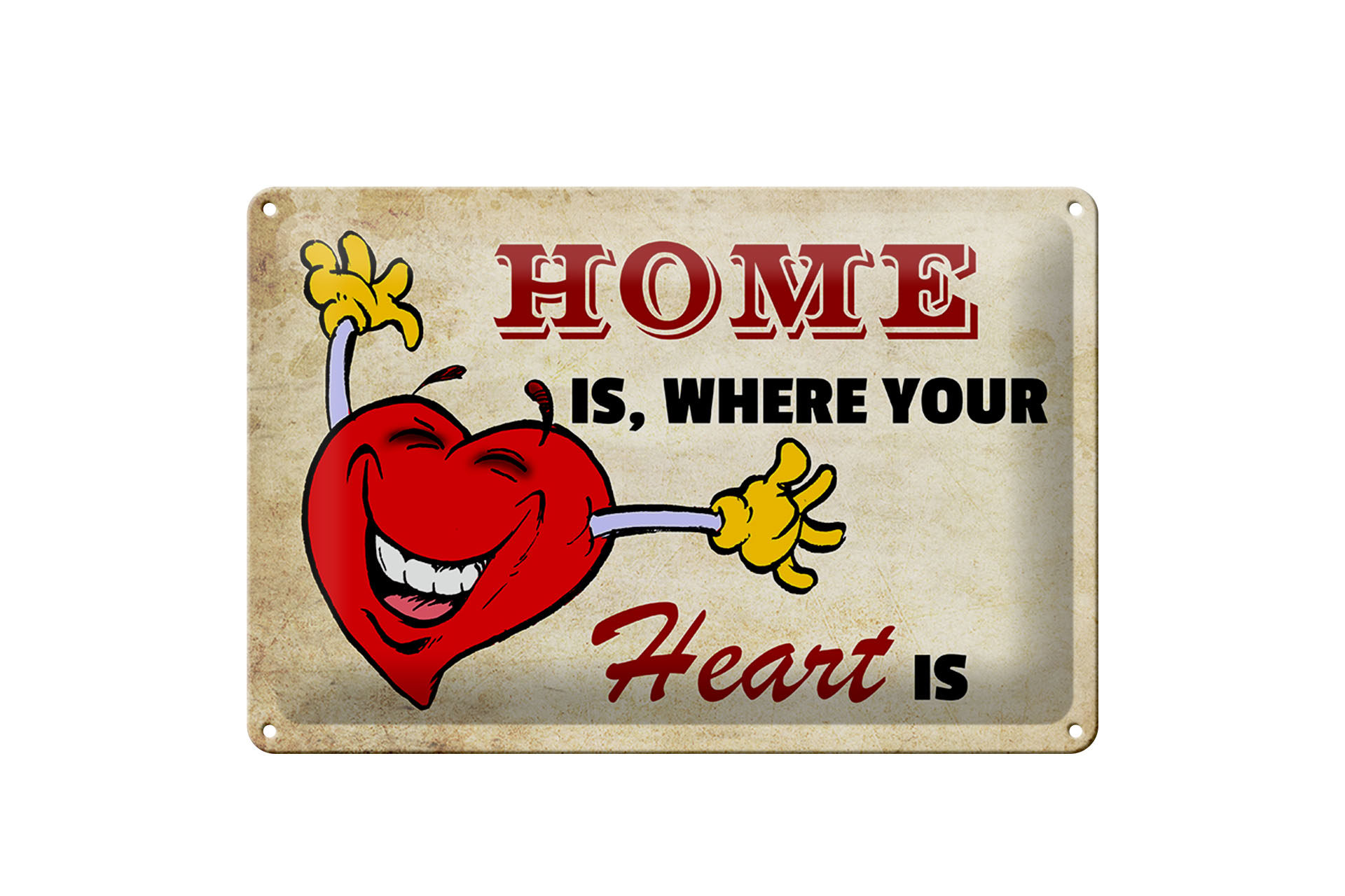 Schild Blech 30x20cm - Made in Germany - Home is where your Heart is Metall Deko Schild