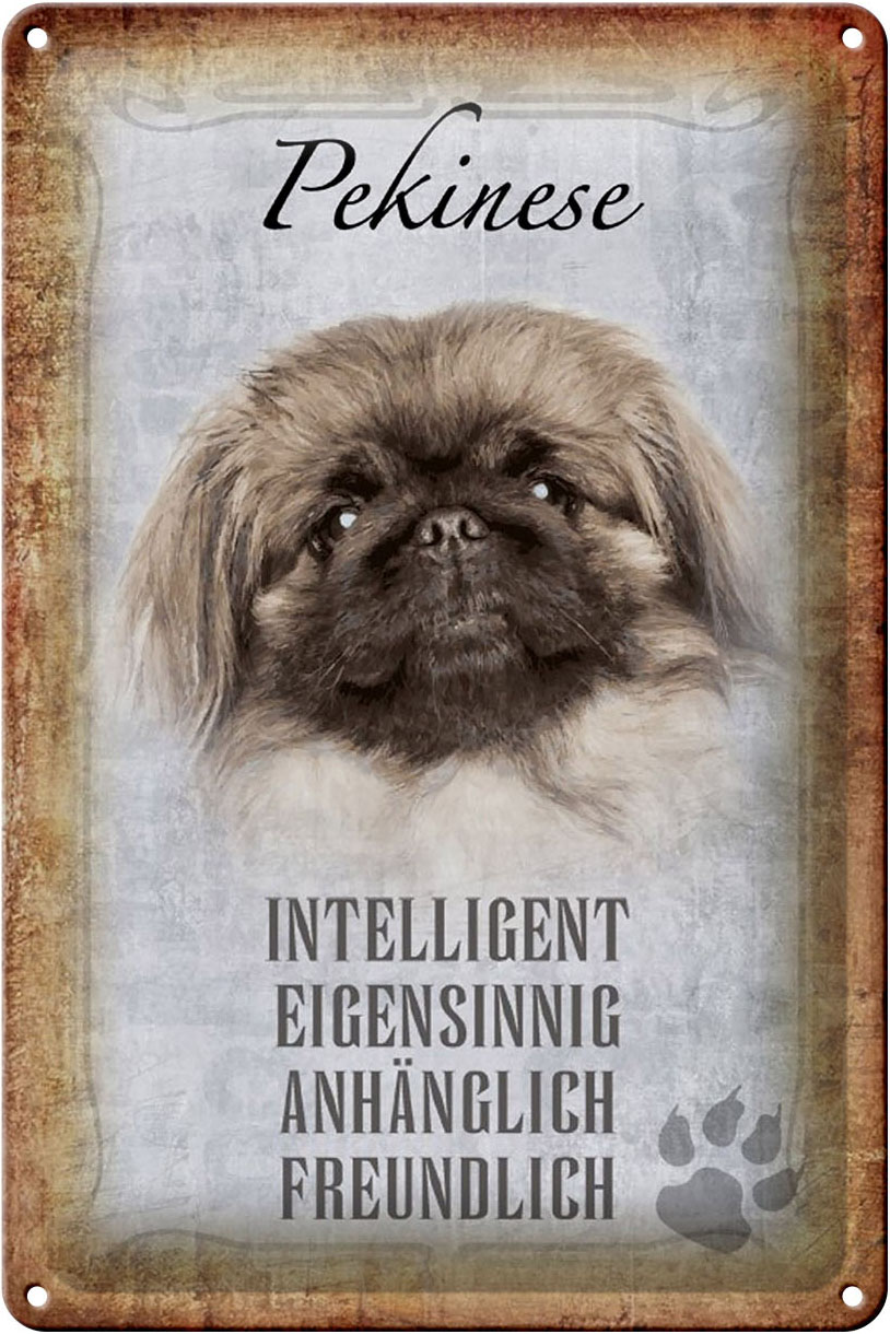 Schild Blech 20x30cm - Made in Germany - Spruch Pekinese Hund Metall Deko Schild