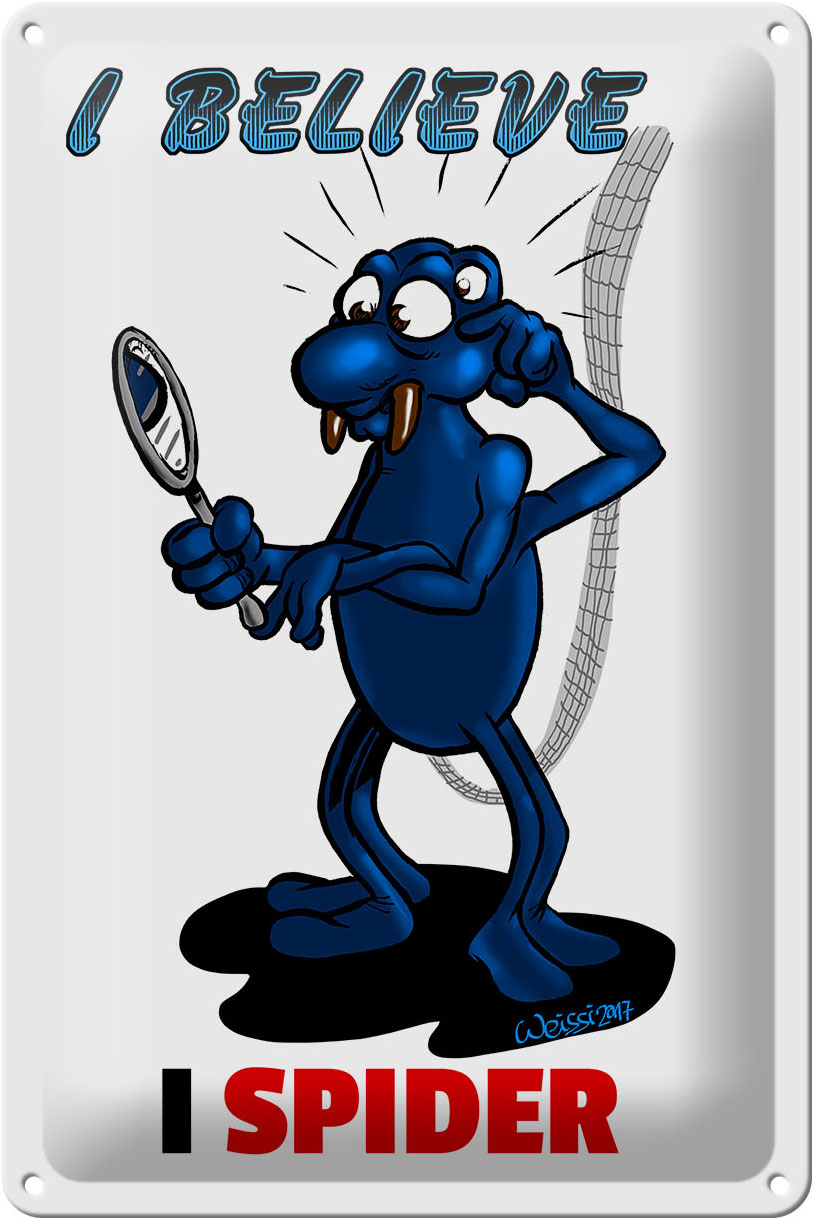 Schild Blech 20x30 cm - Made in Germany - I believe I spider Metall Deko Schild