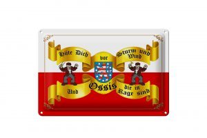 Schild Blech 30x20cm - Made in Germany - Spruch hüte dich Sturm Wind Ossis
