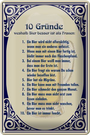 Schild Blech 20x30cm - Made in Germany - Bier besser als Frauen Metall Deko Blechschild