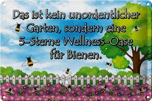 Schild Blech 30x20cm - Made in Germany  -  Spruch Garten - kein Garten 5 Sterne Oase