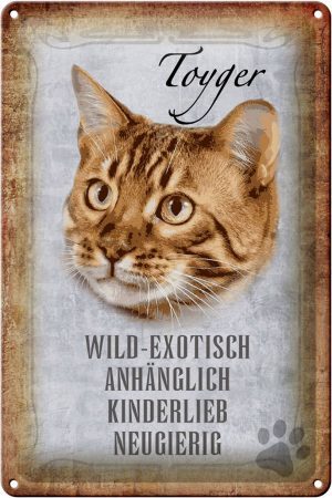 Schild Blech 20x30cm - Made in Germany - Spruch Toyger Katze Wandbild Metall Deko Schild