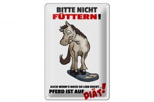 Schild Blech 20x30cm - Made in Germany - Hinweis bitte nicht füttern Pferd Diät Metall Deko Schild