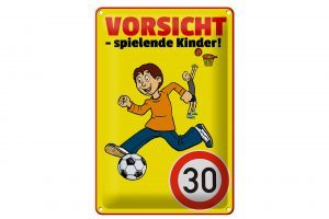 Schild Blech 20x30cm - Made in Germany - Hinweis Vorsicht spielende Kinder 30Kmh