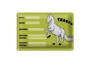 Schild Blech 30x20cm - Made in Germany - Steckbrief Traber Angaben Name Besitzer Metall Deko Schild