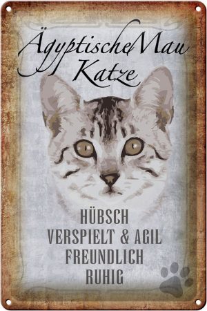 Schild Blech 20x30cm - Made in Germany - Spruch Ägyptische Mau Katze Metall Deko Schild