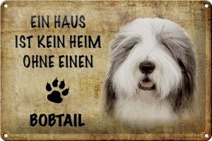 Schild Blech 30x20cm - Made in Germany - Bobtail Haus ist kein Heim ohne Metall Deko Schild