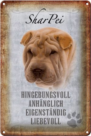 Schild Blech 20x30cm - Made in Germany - Spruch Shar Pei Hund Metall Deko Blechschild