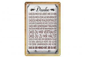 Schild Blech 20x30cm - Made in Germany - Spruch Danke dass du bist der du bist