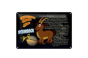 Schild Blech 30x20cm - Made in Germany - Sternzeichen Steinbock Planet Saturn Metall Deko Schild