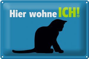Schild Blech 30x20cm - Made in Germany - Katzenliebhaber hier wohne ich Metall Deko Schild