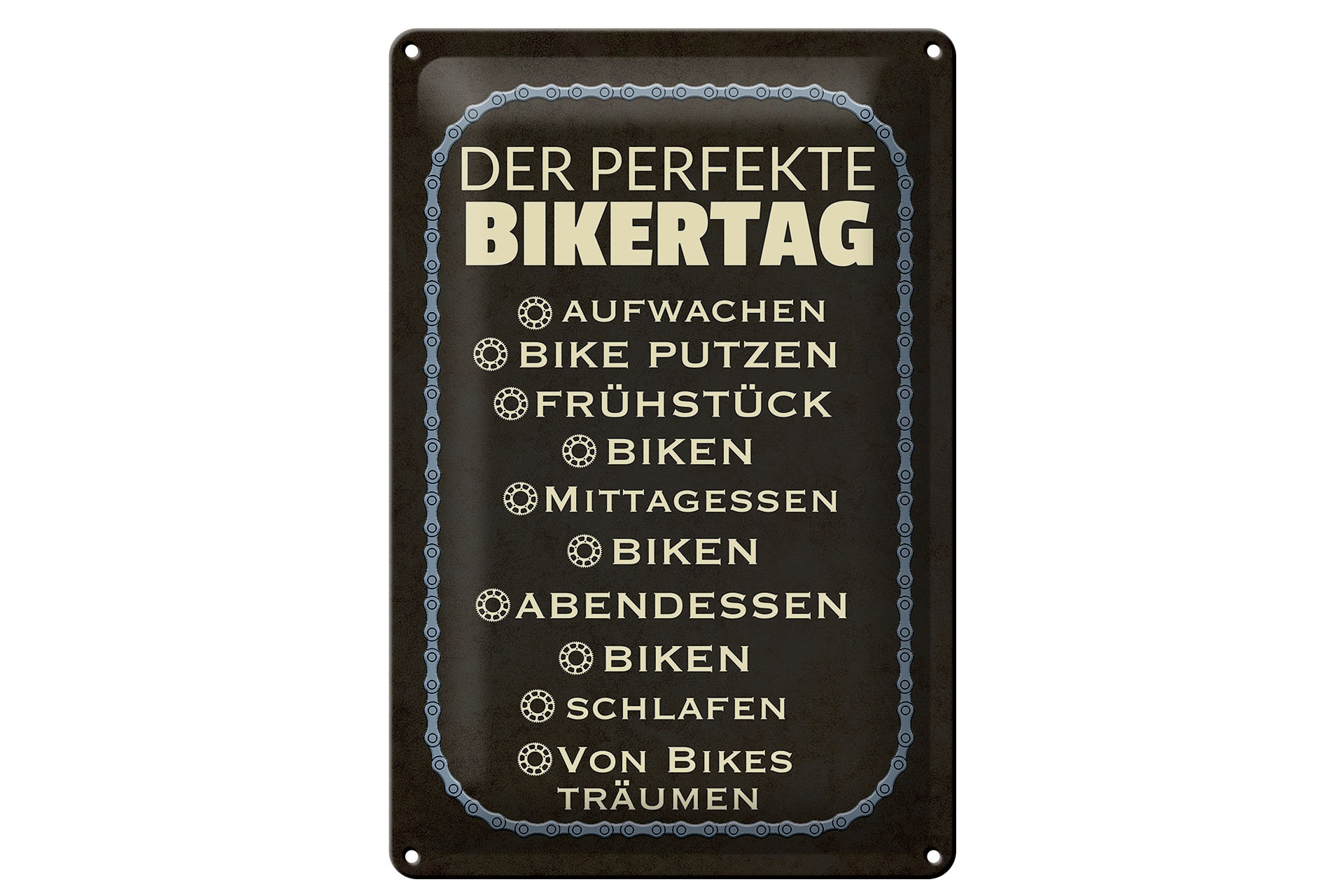 Schild Blech 20x30cm - Made in Germany - Spruch der perfekte Bikertag BIíke Metall Deko Schild