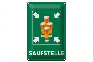 Schild Blech 20x30cm - Made in Germany - Saufstelle Biergläser Bier Metall Deko Schild