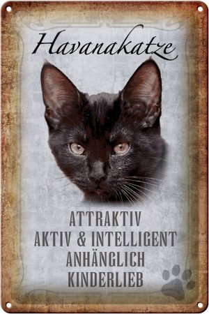 Schild Blech 20x30cm - Made in Germany - Spruch Havanakatze kinderlieb Metall Deko Schild