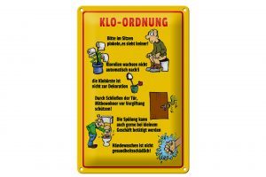 Schild Blech 20x30cm - Made in Germany - Hinweis Klo Ordnung Wandschild Metall Hinweis Schild