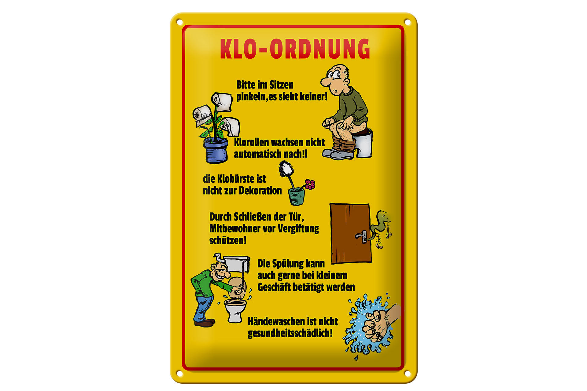 Schild Blech 20x30cm - Made in Germany - Hinweis Klo Ordnung Wandschild Metall Hinweis Schild