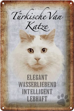 Schild Blech 20x30cm - Made in Germany - Spruch türkische Van Katze Metall Deko Schild