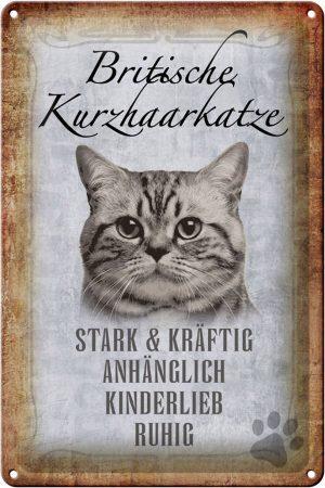 Schild Blech 20x30cm - Made in Germany - Spruch britische kurzhaarkatze Metall Deko Schild