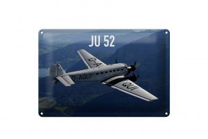 Schild Blech 30x20cm - Made in Germany - Flugzeug JU 52 in der Luft