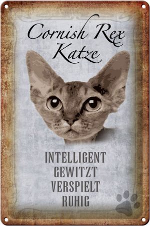 Schild Blech 20x30cm - Made in Germany - Spruch Cornish Rex Katze Metall Deko Schild