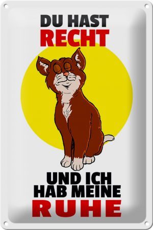 Schild Blech 20x30 cm - Made in Germany - Katze Du hast Recht ich Ruhe Metall Deko Schild