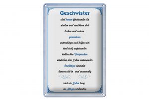 Schild Blech 20x30cm - Made in Germany - Spruch Geschwister immer füreinander da