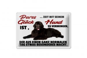 Schild Blech 30x20cm - Made in Germany - Spruch pures Glück ist Zeit mit Hund
