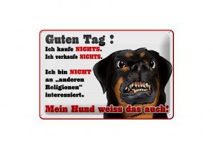 Schild Blech 30x20cm - Made in Germany - Spruch mein Hund weiss ich kaufe nichts