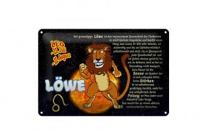 Schild Blech 30x20cm - Made in Germany - Sternzeichen Löwe Planet Sonne Metall Deko Schild
