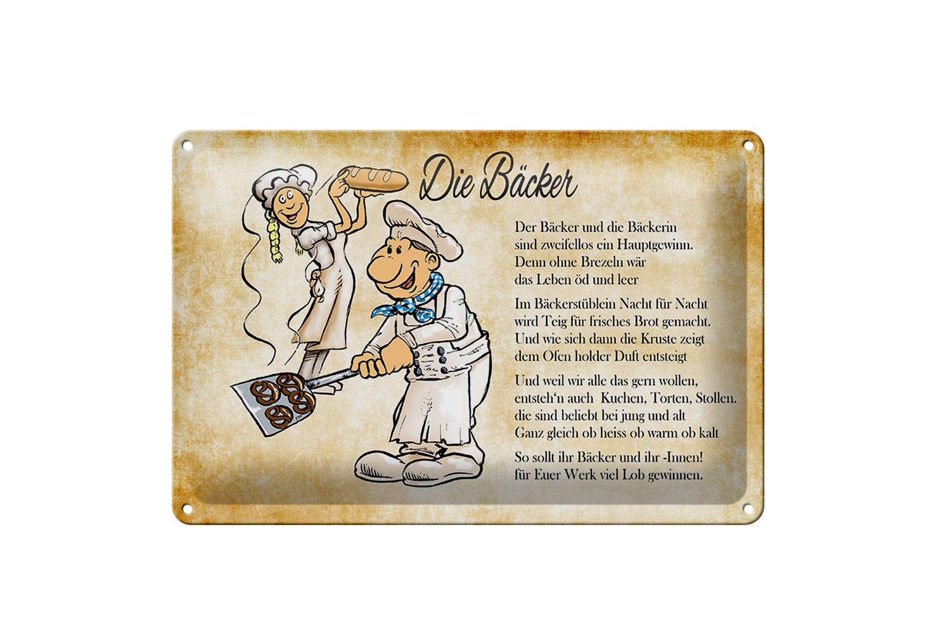 Schild Blech 30x20cm - Made in Germany - Die Bäcker und die Bäckerin Metall Deko Schild