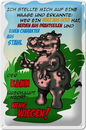 Schild Blech 20x30 cm - Made in Germany - Ich stellte mich auf Waage Metall Deko Schild