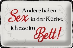 Schild Blech 30x20cm - Made in Germany - Spruch Sex in der Küche Bett Metall Deko Schild