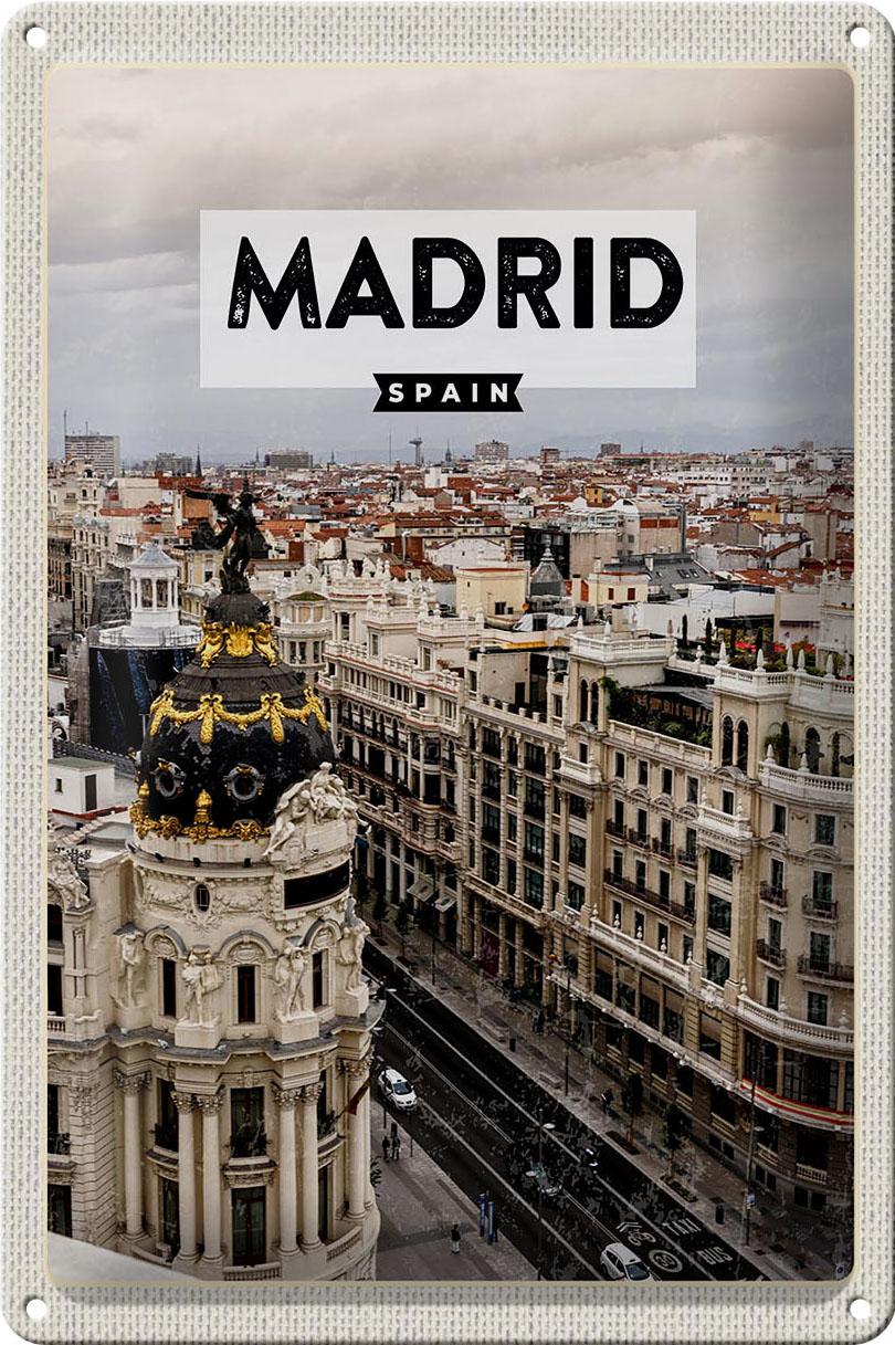 Schild Blech 20x30 cm - Made in Germany - Madrid Spanien Reiseziel Architektur Metall Deko Schild