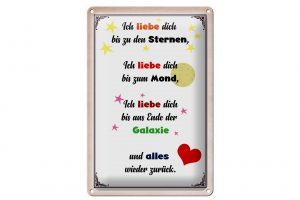 Schild Blech 20x30cm - Made in Germany - Spruch ich iebe dich bis zu den Sternen