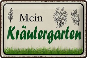 Schild Blech 30x20cm - Made in Germany  -  Spruch -  mein Kräutergarten Garten