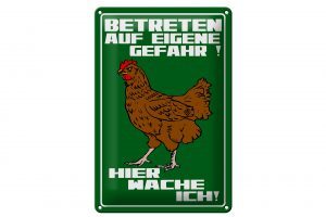 Schild Blech 20x30cm - Made in Germany - Hinweis Betreten auf eigene Gefahr Hahn