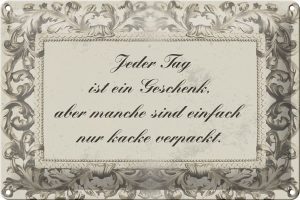 Schild Blech 30x20cm - Made in Germany - Spruch Jeder Tag ist ein Deko Blechschild